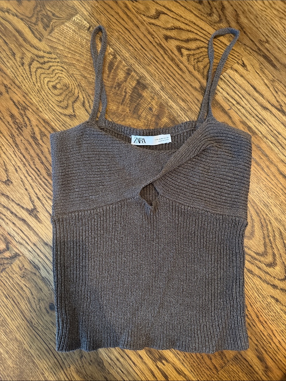 New!! Zara Brown Knit Spaghetti Strap Tank